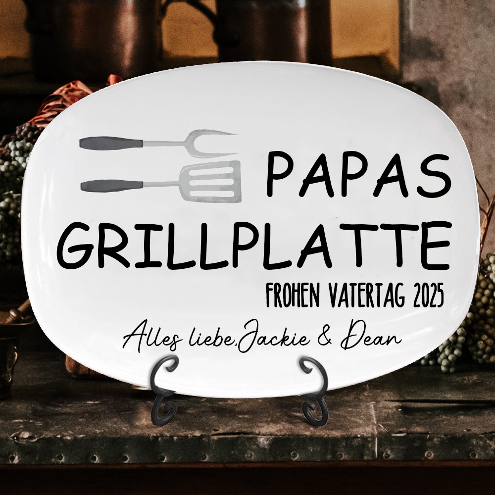 Personalisierter Grillteller für Papa, personalisierte Grillplatte, personalisierte Servierplatte, Vatertagsgeschenk für Grillliebhaber, einzigartige Geschenke für ihn