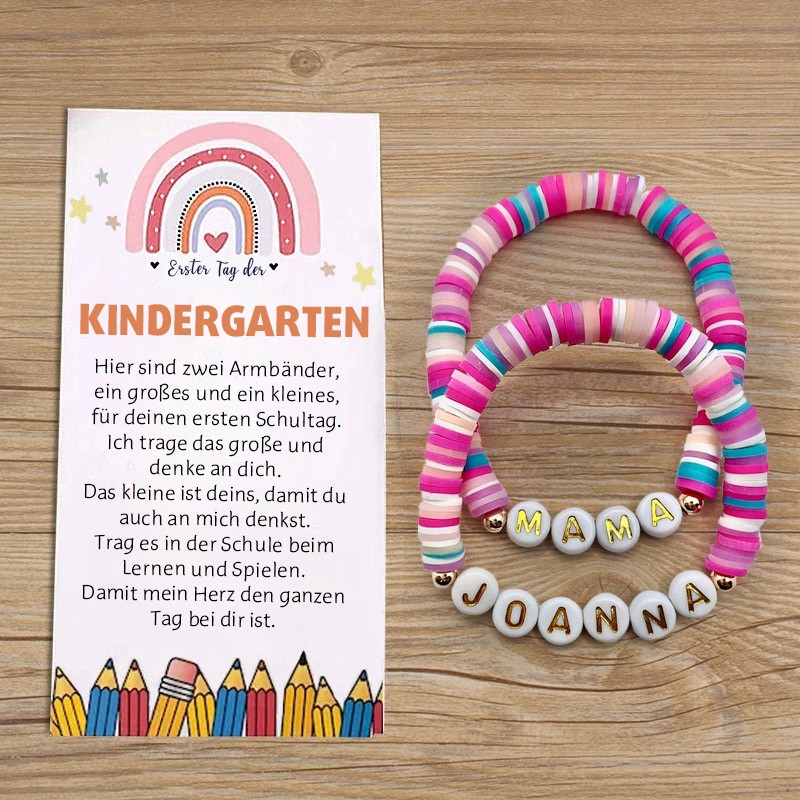Erster Tag im Kindergarten – Mama und ich – passendes Herzarmband – Geschenke für Kinder zum Schulanfang