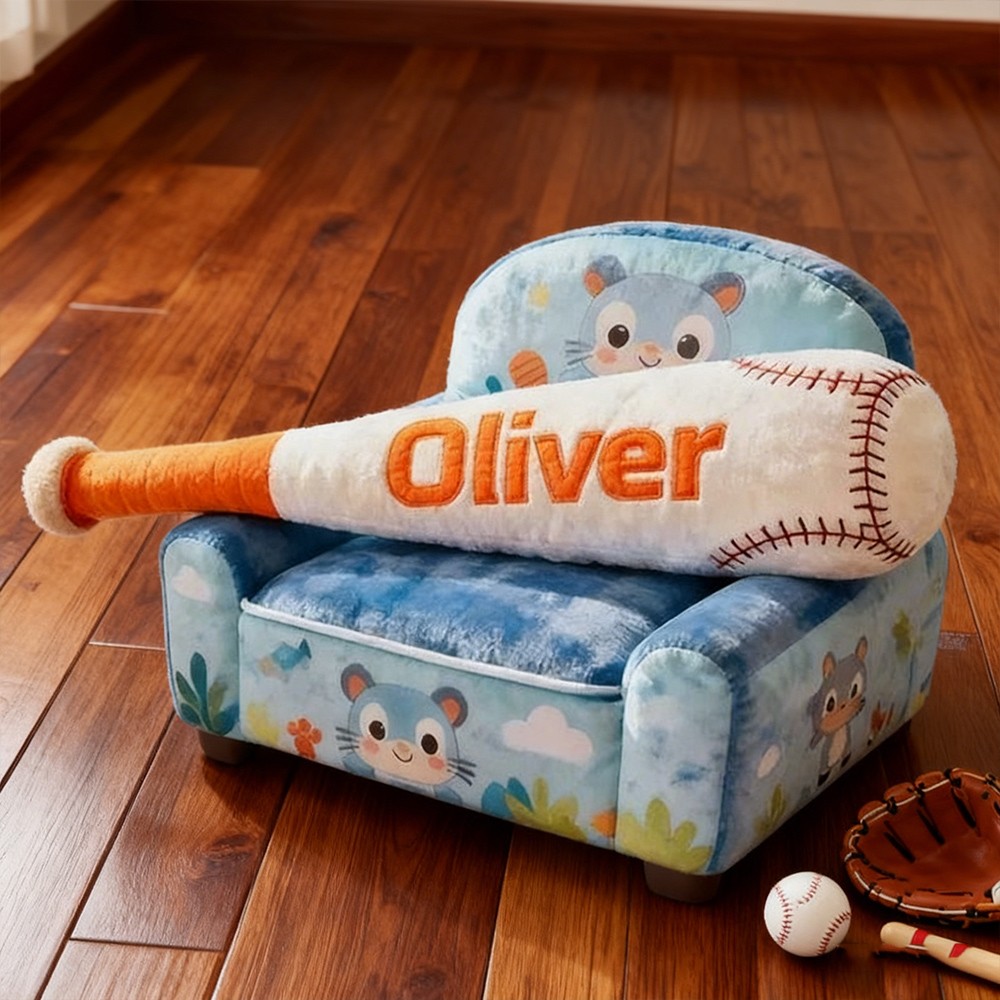 Personalisiertes Kissen in Baseballschlägerform mit individuellem Namen – Geschenkidee für Baseballfans – Weihnachtsgeschenk für Baseballliebhaber