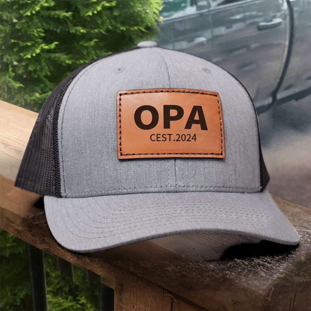 Personalisierte Opa-Snapback-Kappe aus echtem Leder mit Aufnäher, nützlich, perfektes Geschenk für Papa, Opa, Vatertagsgeschenkideen