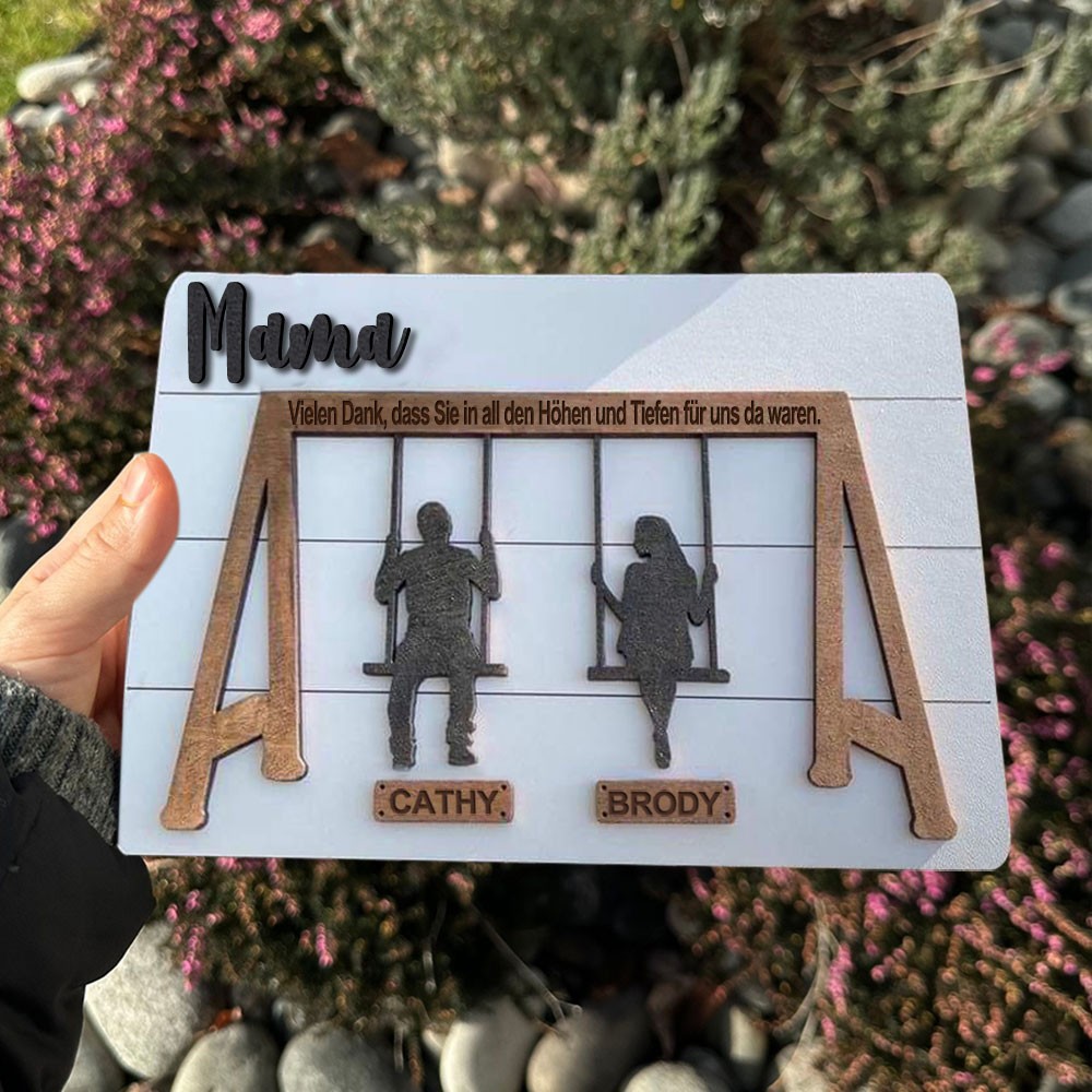 Personalisiertes Schaukelset-Schild, Holz-Mama-Schild mit Kindernamen, einzigartiges Geschenk für Mama, Oma, Muttertagsgeschenke