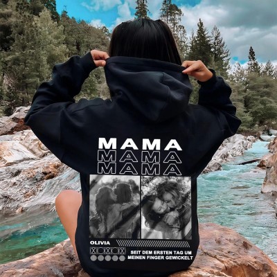 Personalisierter Mama-Foto-Hoodie mit Namen, Geburtstagsgeschenk für Mama und Oma, einzigartige Geschenkidee zum Muttertag