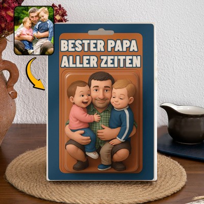 Das beste Papa-Brett mit personalisiertem Foto, Activity-Figur für Papa und Kind, Acrylbaustein, einzigartiges Geschenk für Papa, Geschenk zum Vatertag
