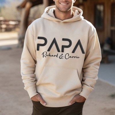 Benutzerdefinierte Papa Hoodie Sweatshirt bestickt mit Kinder Namen Happy Father's Day Geschenk-Ideen