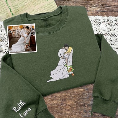 Individuell besticktes Porträt-Sweatshirt basierend auf Ihrem Foto als Paar-Jubiläumsgeschenk für die Frau, Valentinstagsgeschenk