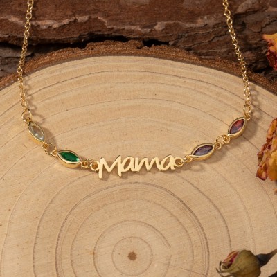 Personalisierte Mama-Geburtsstein-Namenskette – Einzigartige Geschenke für Mama, Oma, frischgebackene Mütter, Muttertagsgeschenke