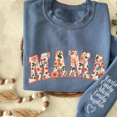 Personalisiertes Mama-Sweatshirt mit Blumenstickerei – Einzigartiges Geschenk für Mama und Oma – Geschenkideen zu Weihnachten