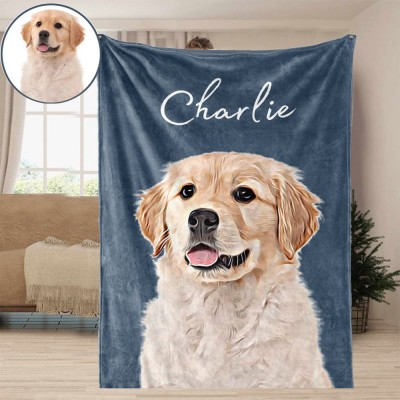 Personalisierte Hundedecke mit Namen und Foto – Erinnerungsgeschenk für Tierliebhaber – Weihnachtsgeschenk für Hundemama