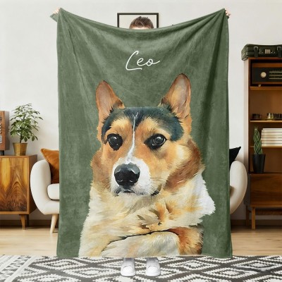 Personalisierte Haustierfotodecke mit Namen – Erinnerungsgeschenk für Hundebesitzer und Tierliebhaber – Weihnachtsgeschenk