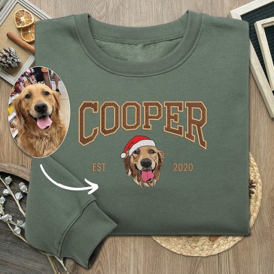Benutzerdefiniertes Hunde-Sweatshirt mit Hundegesicht darauf, besticktes Weihnachts-Haustier-Sweatshirt für Haustierliebhaber, Weihnachtsgeschenk