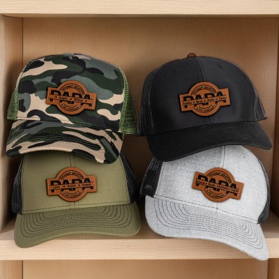 Papa, Der Mann, Der Mythos, Die Legende, personalisierte Leder-Patch-Mütze, Vatertagsgeschenk für Papa, Mütze für Opa, Mütze für Ehemann, Vatergeschenk