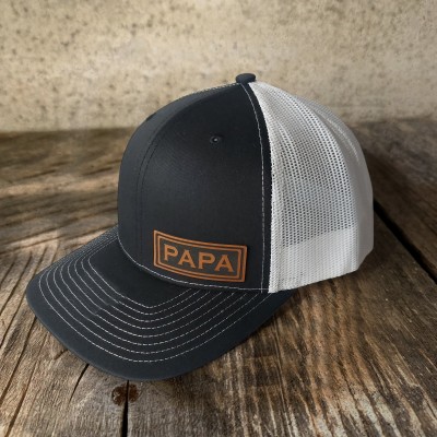 PAPA Stickerei-Mütze, maßgeschneiderte PAPA Richardson 112 LKW-Fahrer-Mütze, PAPA-Geburtstagsgeschenk, Geschenk zur Schwangerschaftsankündigung für den neuen Papa, Daddy-Mütze, mit individuellem Text