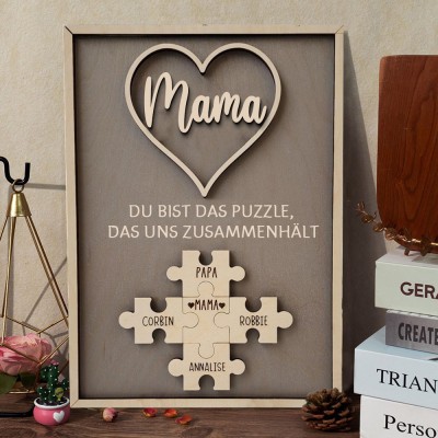 Personalisiertes Holzpuzzle für Mama und Oma mit den Namen der Kinder, individuelles Geschenk für Mama und Oma, einzigartige Geschenkidee zum Muttertag