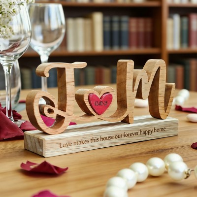 Personalisiertes Holzschild mit den Initialen des Paares – Einzigartige Geschenke zur Hochzeit, zum Hochzeitstag oder zum Valentinstag für Sie und Ihn.