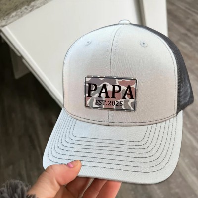 Trucker-Mütze für Papa, Vatertagsgeschenk, Geschenk für neuen Papa, Geschenk für Ehemann, Trucker-Mütze, Opa-Mütze mit Kunstleder-Patch, Outdoor, Camo