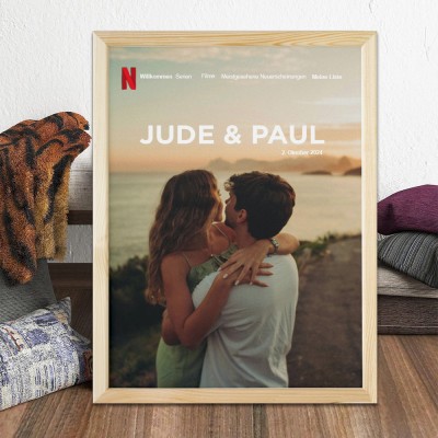 Anpassbares Filmposter & personalisierte Wandkunst mit Namen – Einzigartiges Fotogeschenk für das Zuhause von Paaren & Valentinstagsgeschenk für Sie