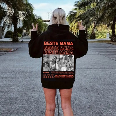 Personalisiertes Kapuzenpullover mit Foto der besten Mama mit Text, Geburtstagsgeschenk für Mama, Oma, Familiengeschenk für die Frau, einzigartige Geschenkidee zum Muttertag