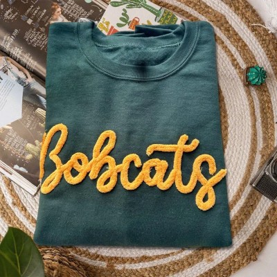 Personalisiertes besticktes Sportteam-Shirt Sweatshirt mit Fuzzy-Buchstaben für den Spieltag Einzigartiges Geschenk für den Spieltag