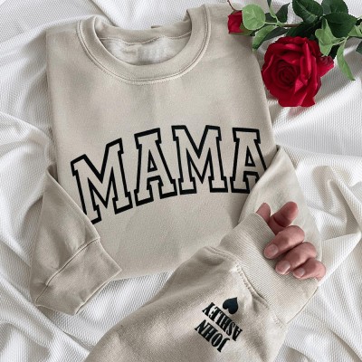 Personalisiertes Mama Sweatshirt mit Kindernamen, Puffbuchstaben, Geprägter Schriftzug, Geschenk für Mama, Mama Pullover, Geprägtes MAMA Sweatshirt, Einzigartiges Muttertagsgeschenk