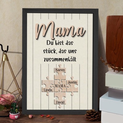Personalisiertes Puzzleschild für Mama, Muttertagsgeschenk vom Ehemann der Kinder, Mama, du bist das Stück Geschenk, Personalisiertes Puzzleteilschild, Geschenk für Mama