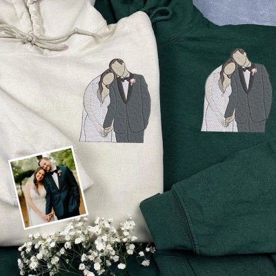 Individuell besticktes Foto-Portrait-Sweatshirt mit Kapuzenpullover für Paare, Jahrestagsgeschenkideen, Valentinstagsgeschenk