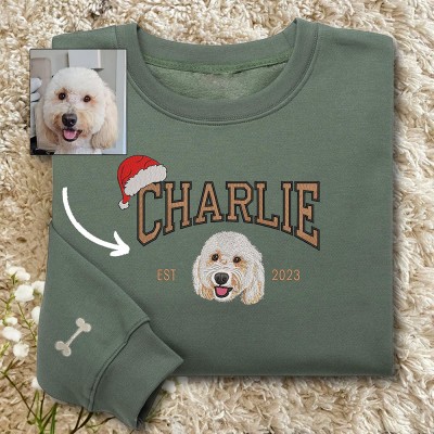 Benutzerdefiniertes, weihnachtlich besticktes Hunde-Sweatshirt mit Hundegesicht darauf, Geschenke für Hundebesitzer, Weihnachtsgeschenk
