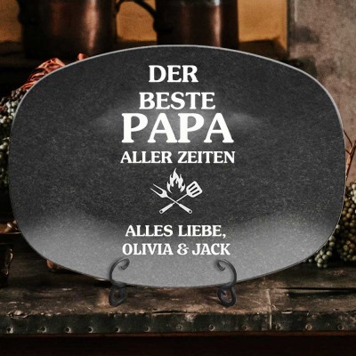 Personalisierter Grillteller für Papa, Grillplatte mit Namen, individuelle Familienküchengeschenke für Papa, einzigartige Geschenkideen zum Vatertag
