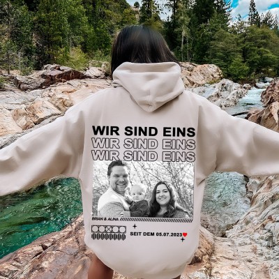 Personalisierter WIR SIND EINS Familienportrait Hoodie mit Namen, Geburtstagsgeschenk für Mama und Oma, einzigartige Geschenkidee zum Muttertag