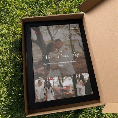 Personalisiertes Paar Foto Kunstdruck Poster, mit Holzrahmen, Wohndekor Geschenk für Seelenverwandte, Valentinstag Geschenk Einzigartiges Jubiläumsgeschenk für Sie