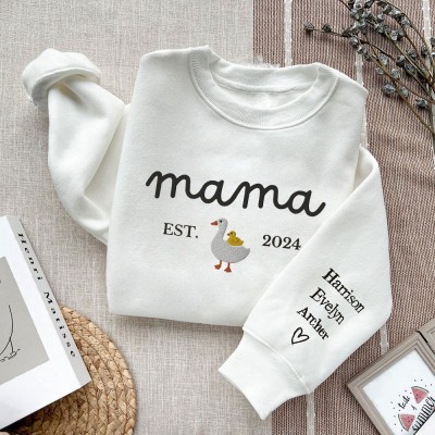Personalisiertes Sweatshirt mit Namen zum Besticken für Mama, einzigartiges Geburtstagsgeschenk für Mama, beste Familienstickerei-Geschenke für neue Mama, Babyparty-Geschenk, Muttertagsgeschenkidee