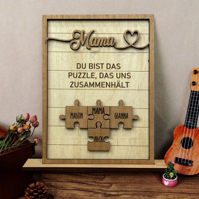 Personalisiertes Namensschild aus Holzpuzzleteilen, einzigartige Geschenkideen zum Muttertag, Familiengeschenke für Mama, Oma