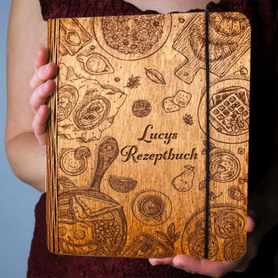 Personalisierbarer Holz-Rezeptbuchordner – Individuelles Kochbuch – Einzigartige Geschenke für Mama – Weihnachtsgeschenkideen