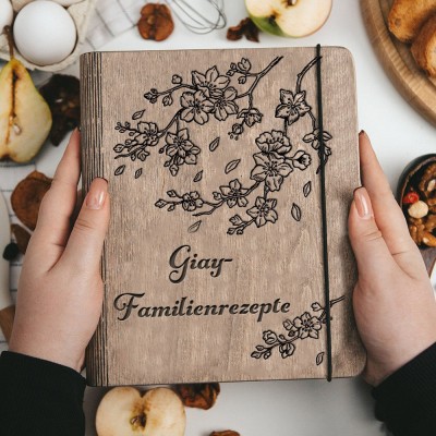 Personalisierbares Holz-Rezeptbuch für die Familie – Weihnachtsgeschenke für Mama und Oma