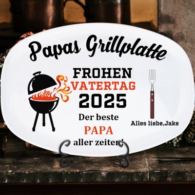 Personalisierter Grillteller für Papa, Vatertagsgeschenk von Kindern, Papas Grillteller, Erinnerungsgeschenke für Papa/Opa