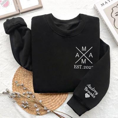 Personalisiertes MAMA Besticktes Sweatshirt Hoodie Geburtstagsgeschenk für neue Mama Einzigartige Muttertagsgeschenkideen Mama Schwangerschaftsgeschenk
