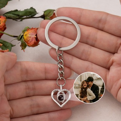 Personalisierter Fotoprojektions-Schlüsselanhänger mit Bild innen, Jahrestagsgeschenk für Frau, Valentinstagsgeschenke für Paare, Geburtstagsgeschenk für sie