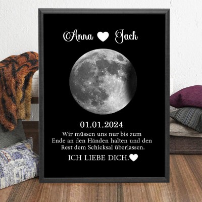 Personalisiertes Holzpaar-Kunst-Mondphasen-Druckrahmenschild mit Namen, Geburtstagsgeschenk für Freundin, Jahrestagsgeschenk, einzigartige Geschenkideen zum Valentinstag
