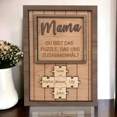 Personalisiertes Holzschild mit den Namen der Kinder, Puzzleteil, einzigartiges Geburtstagsgeschenk für Mama, Oma, Muttertagsgeschenk, Schwangerschaftsgeschenk