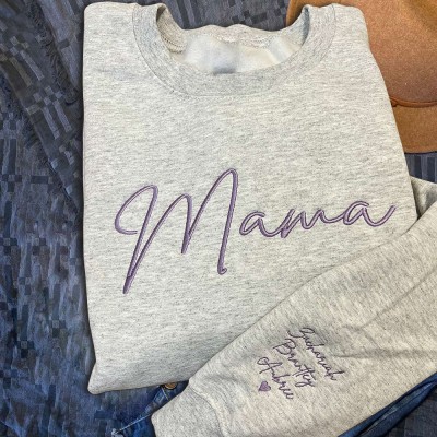 Benutzerdefinierte Mama besticktes Sweatshirt mit Kindernamen Muttertag Geschenkideen