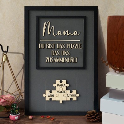 Personalisiertes Mama-Puzzle-Schild aus Holz mit Kindernamen: Du bist das Puzzleteil, das uns zusammenhält – einzigartiges Geschenk für Mama, Oma, besondere Geschenkideen zum Muttertag