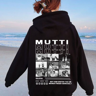 Personalisierter Mama-Foto-Hoodie mit Namen, Geburtstagsgeschenk für Mama und Oma, einzigartige Geschenkidee zum Muttertag