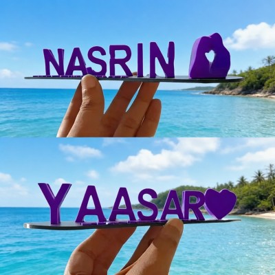 Personalisierte 3D-gedruckte Namensschilder mit optischer Täuschung für Paare – Geschenkideen zum Jahrestag und Valentinstag.