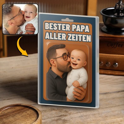 Das beste Papa-Brett mit personalisiertem Foto, Activity-Figur für Papa und Kind, Acrylbaustein, einzigartiges Geschenk für Papa, Geschenk zum Vatertag