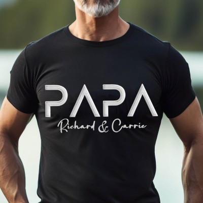 Besticktes Papa-Kapuzenpullover-Sweatshirt, personalisiert mit Kindernamen, Andenken, Vatertag, Geschenkideen