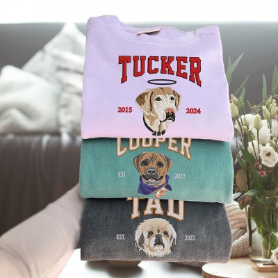 Benutzerdefiniertes Haustier besticktes Sweatshirt Hoodie Hundegesicht Portrait Foto Sweatshirt Haustierliebhaber Geschenke Weihnachtsgeschenkideen