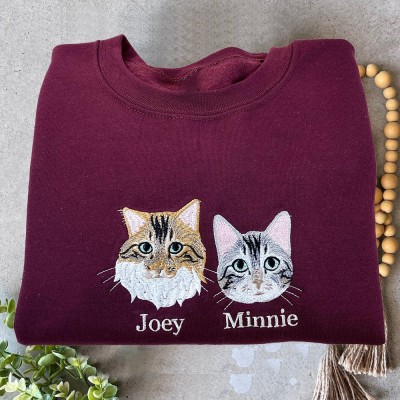 Benutzerdefiniertes Haustier-Katzen-besticktes Sweatshirt mit Bild, einzigartiges Geschenk für Katzenliebhaber, Erinnerungsgeschenk, Weihnachtsgeschenke