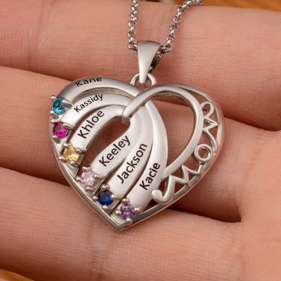 Personalisierte, herzförmige Namenskette mit Geburtsstein-Design – Ein einzigartiges Geschenk für frischgebackene Mütter, Mütter und Großmütter.