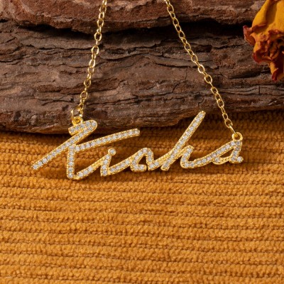 Personalisierte minimalistische Zirkonia-Namenskette – Erinnerungsgeschenk für sie, Jubiläumsgeschenk, einzigartiges Geburtstagsgeschenk