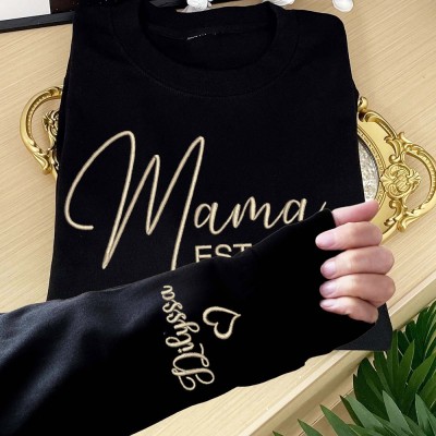 Personalisiertes, besticktes Sweatshirt mit Kapuze für Mama – mit Namen – Geschenkidee für Mutter und Großmutter zu Weihnachten