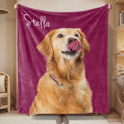 Personalisierte Hundedecke mit Namen und Foto – Erinnerungsgeschenk für Tierliebhaber – Weihnachtsgeschenk für Hundemama
